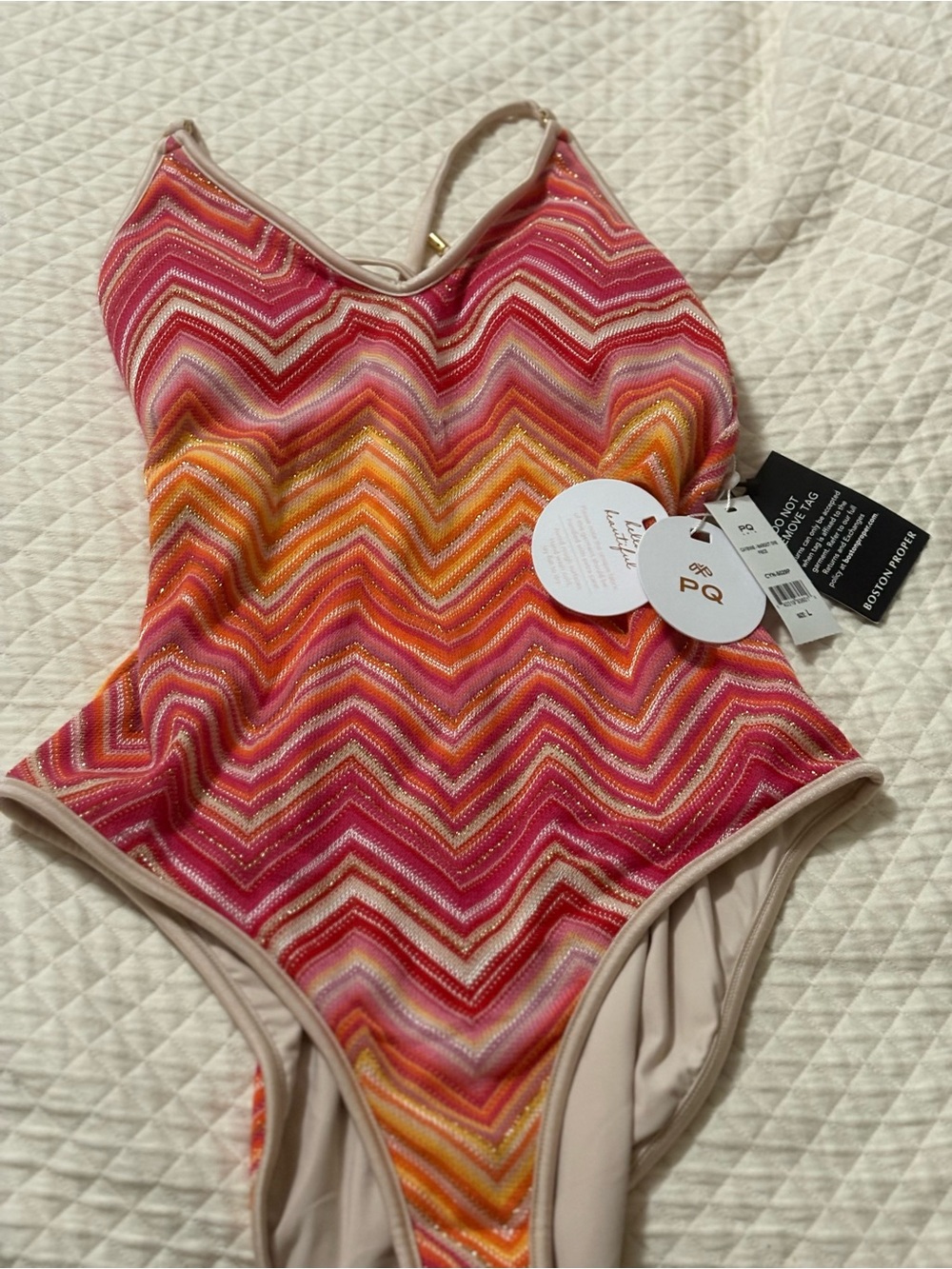 PQ Cayenne Margot  Pink Multi Chevron One-Piece Swimsuit